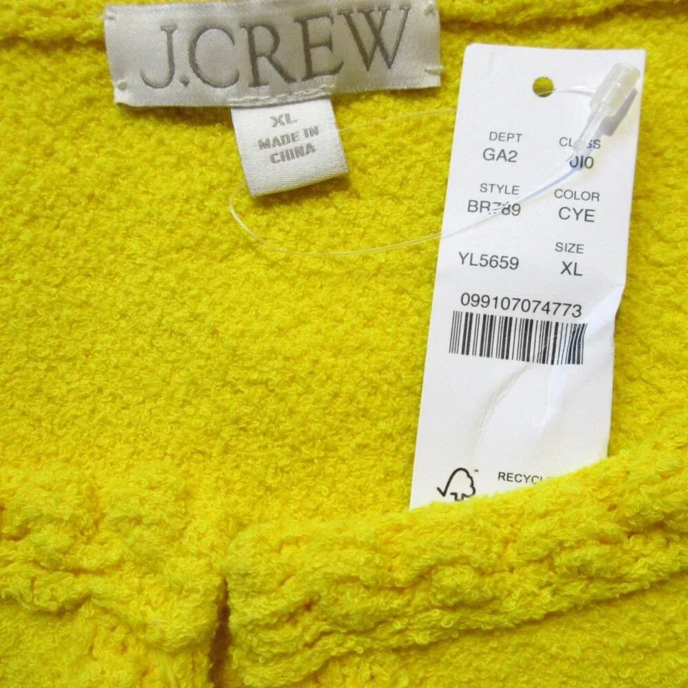 NWT J.Crew Odette Sweater Lady Jacket in Yellow Cotton-blend Boucle Cardigan XL